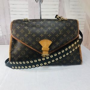 Michael Kors Navy Leather Scalloped Shoulder Strap